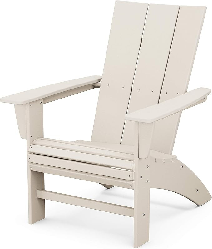 POLYWOOD Modern Curveback Adirondack Chair, Sand - Heavy Duty HDPE Outdoor Furniture - Bonfire Fi... | Amazon (US)