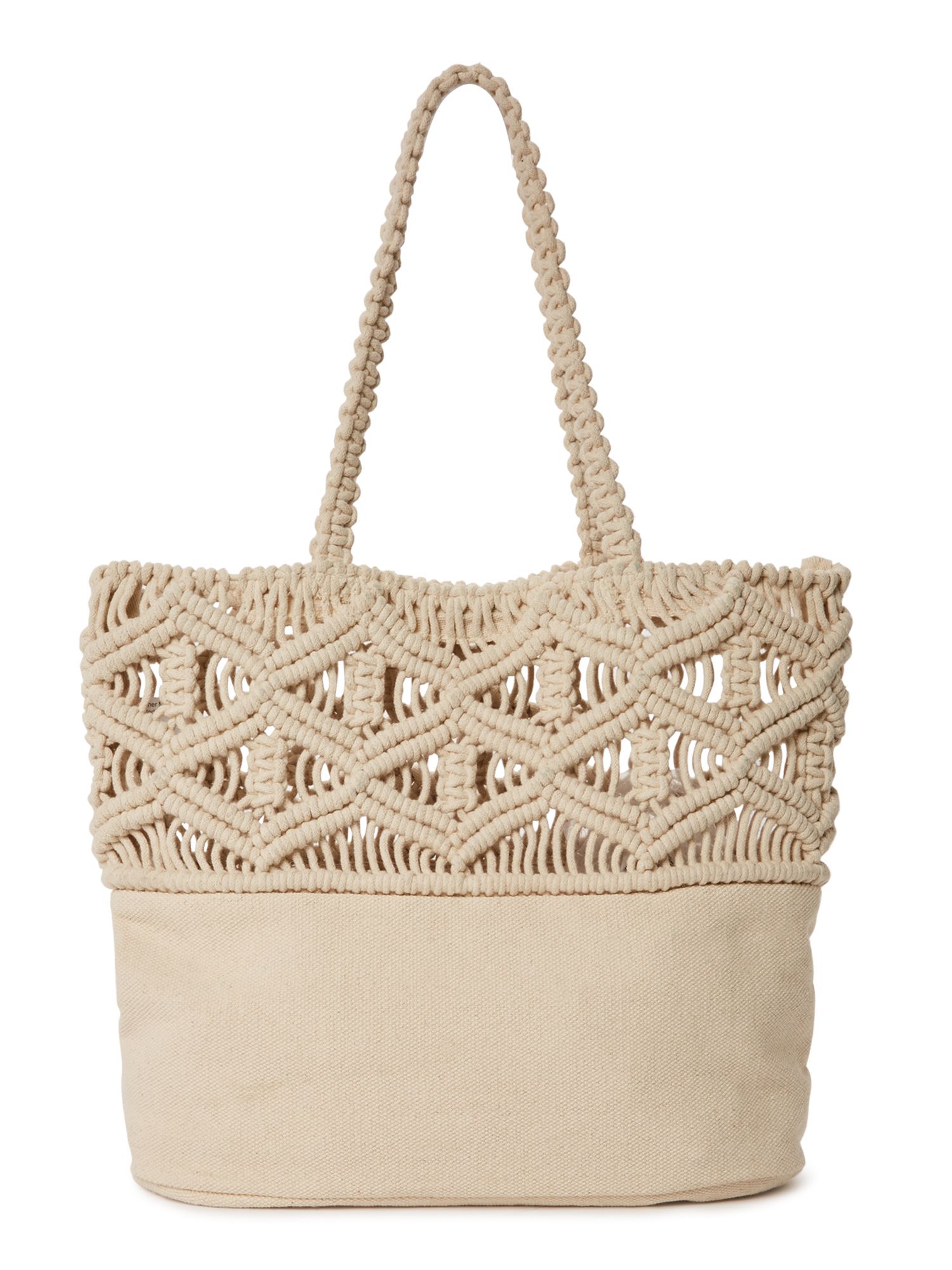 No Boundaries Women’s Macrame Tote Bag Fruit Khaki - Walmart.com | Walmart (US)