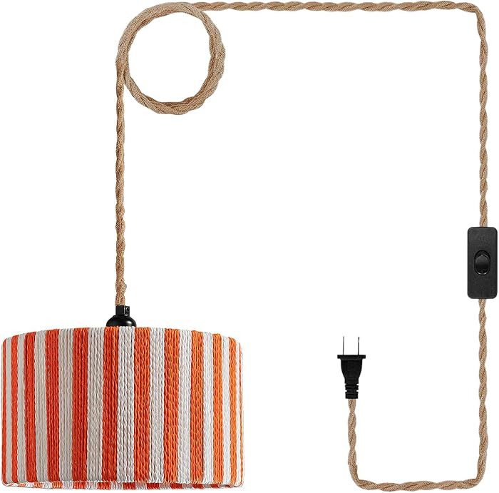 Rattan Pendant Light Plug in: Boho Hanging Lamp Plug in Boho Pendant Light Fixture for Living Roo... | Amazon (US)