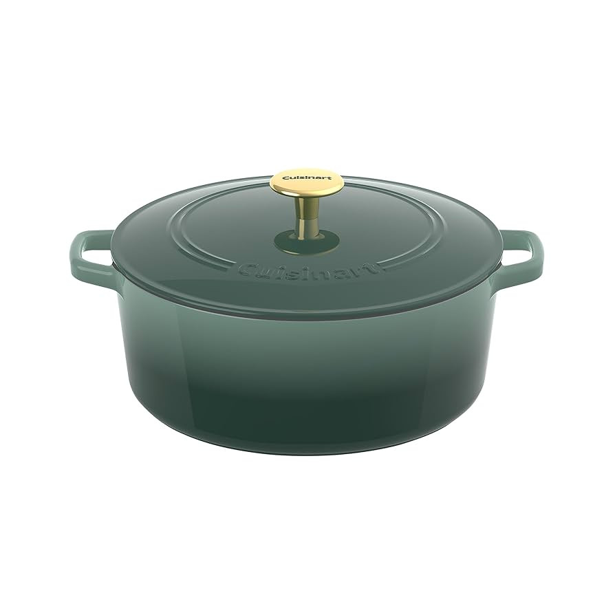 Cuisinart Chef's Classic Enameled Cast Iron Round Covered Casserole (Seafoam Green, 7- Quart) | Amazon (US)