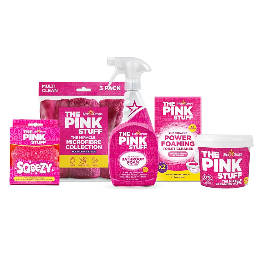 Stardrops - The Pink Stuff Bathroom Cleaning Kit – Cleaning Paste, Bathroom Foam Spray, Toilet ... | Amazon (US)