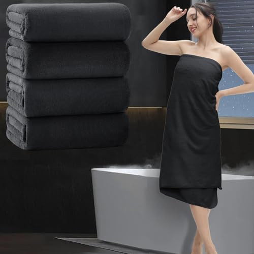 MAGGEA Extra Large Bath Sheet 4 Piece (35"x70")-Ultra Soft Oversized Bath Towel,Bath Sheet Set for Bathroom Hotel,Plush Highly Absorbent Quick Dry Shower Towel Set for Adults,Bath Towel Set Black | Amazon (US)