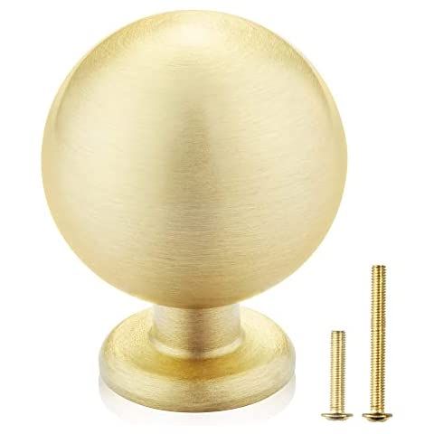 HARPOON 10 Pack Cabinet Round Knobs, Brushed Gold Furniture Hardware Pull - 1" Inch Diameter- 25mm - | Amazon (US)