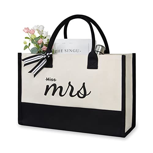TOPDesign Canvas Tote bag, Miss to Mrs, Gifts for Bride, Bride to Be, Future Mrs on Bridal Shower Bachelorette Party Engagement, Present for Wedding, Anniversary, Birthday, Valentines Day | Amazon (US)