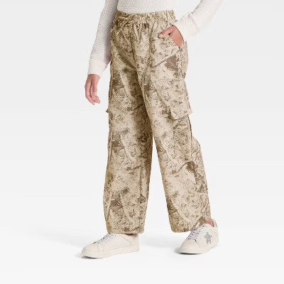 Girls' Nylon Wide Leg Cargo Pants - art class™ Tan | Target
