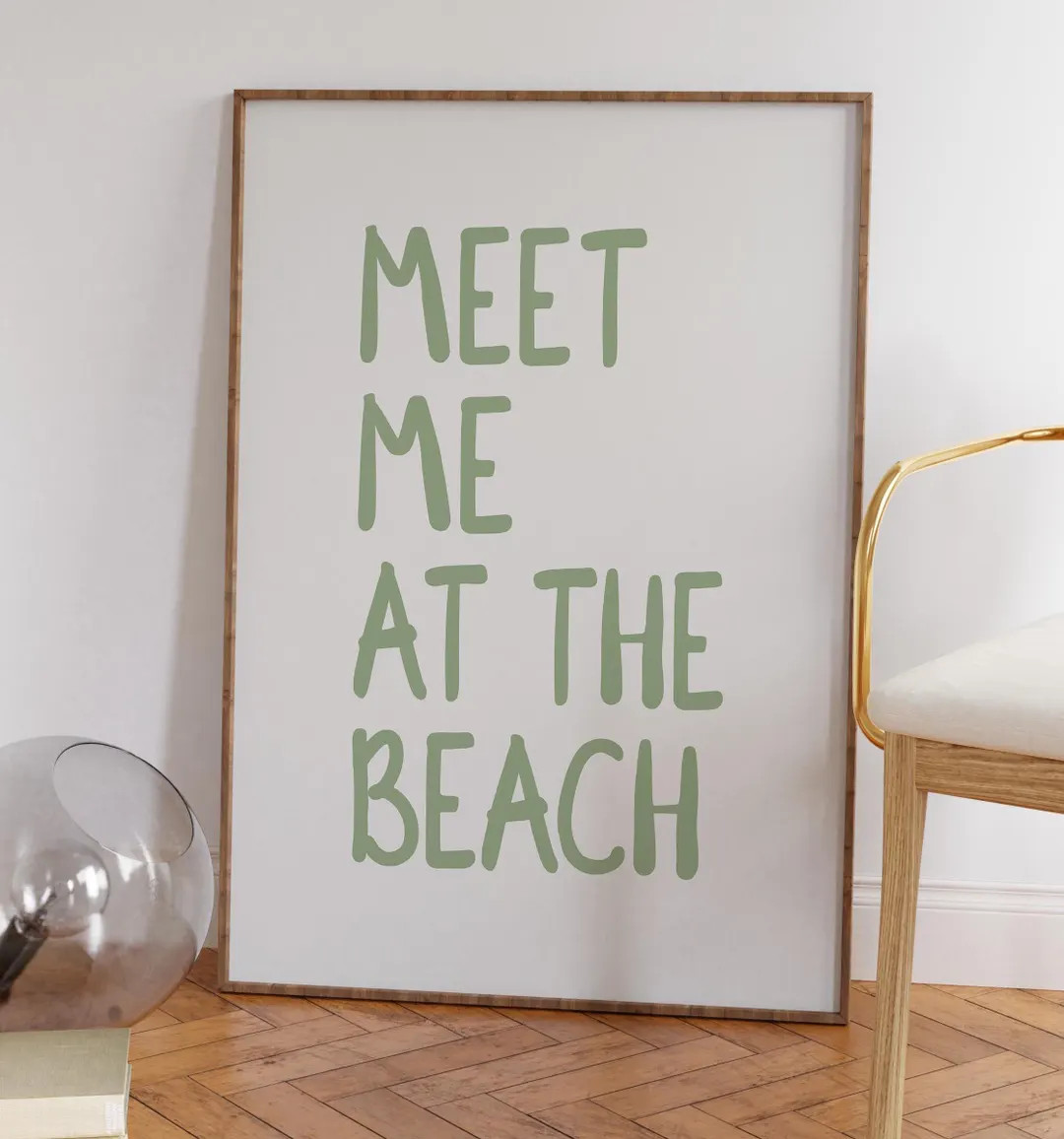 Meet Me At The Beach Print, Sage Green Coastal Wall Art, Beach House Decor, Summer Quote Poster, ... | Etsy (US)
