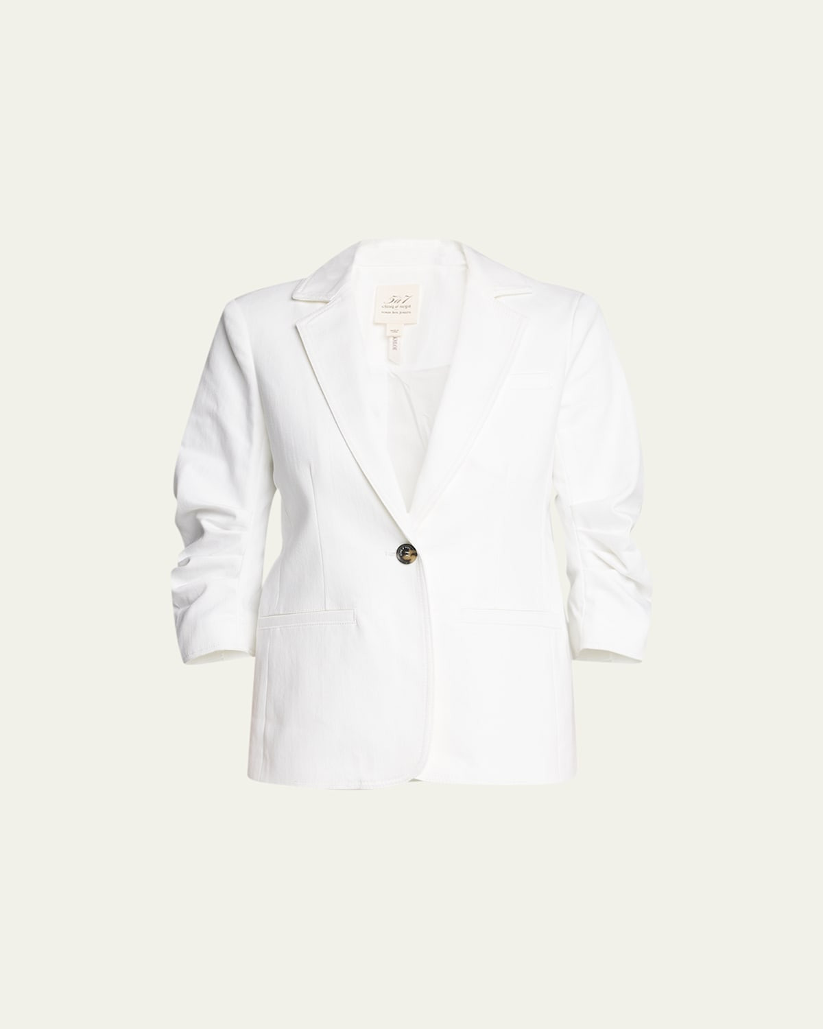 Khloe 3/4-Sleeve White Denim Blazer | Bergdorf Goodman