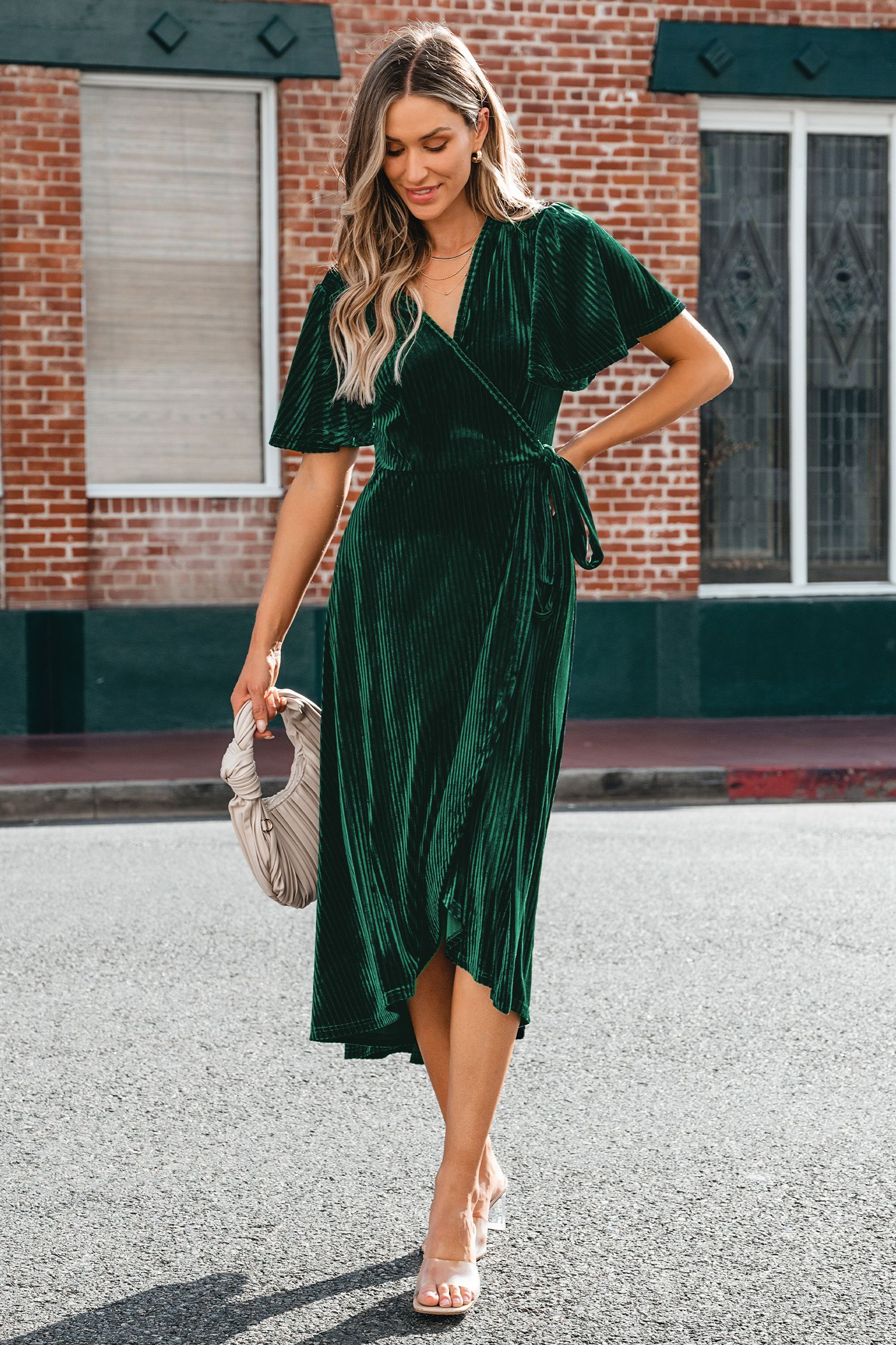 In the Groove Emerald Belted Maxi DressHOT | Cupshe US