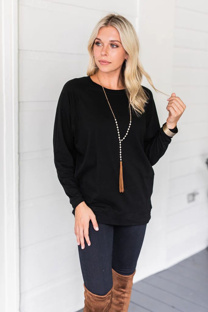 Slouchy Dolman Black Long Sleeve Tunic | The Mint Julep Boutique