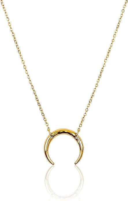 Benevolence LA Half Moon Necklace | Dainty Crescent Moon Necklace | 14k Gold Dipped Necklaces for... | Amazon (US)
