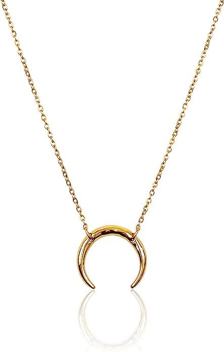 Benevolence LA Half Moon Necklace | Dainty Crescent Moon Necklace | 14k Gold Dipped Necklaces for... | Amazon (US)