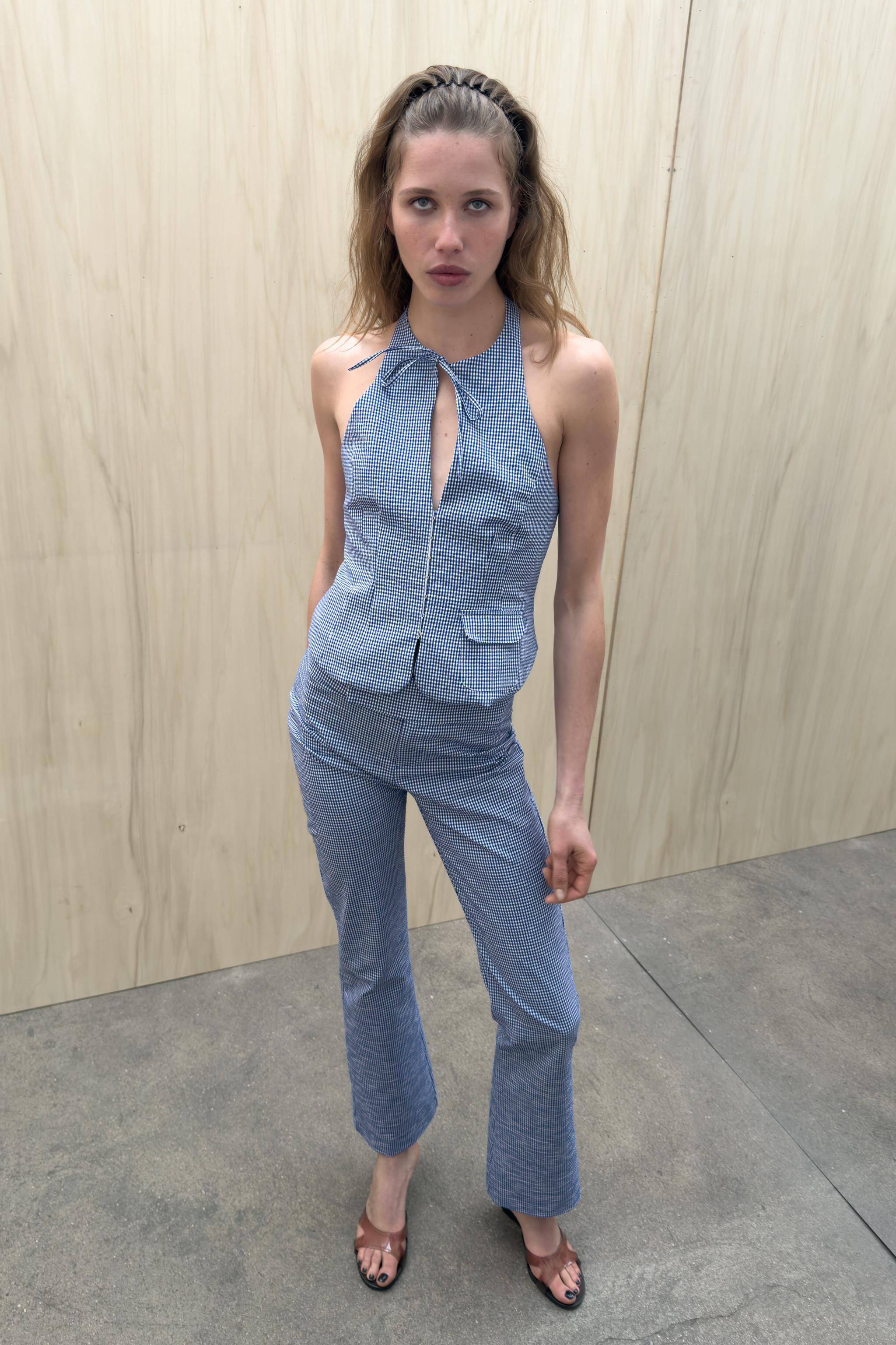 GINGHAM HALTER TOP | Zara UK