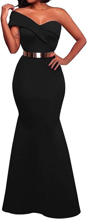 SEBOWEL Women's Sexy Off The Shoulder Oversized Bow Applique Evening Gown Party Maxi Dress | Amazon (US)