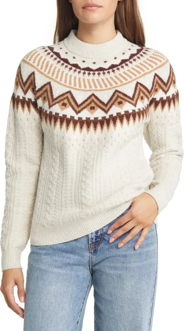 Caslon® Fair Isle Cable Knit Sweater | Nordstrom | Nordstrom
