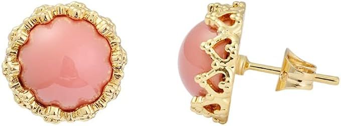 Magna Bijoux 14k Gold Plated Brass Crown Simulated Pearl Stud Earrings | Amazon (US)