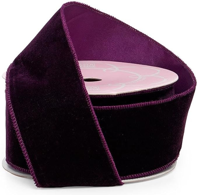 2 1/2" X 10 Yards Premium Velvet Wired Ribbon - Purple | Amazon (US)
