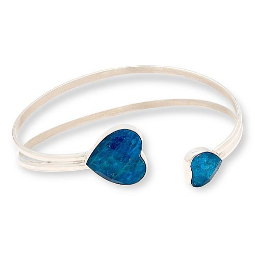 Mine Finds by Jay King Sterling Silver Blue Apatite Heart Cuff Bracelet | HSN