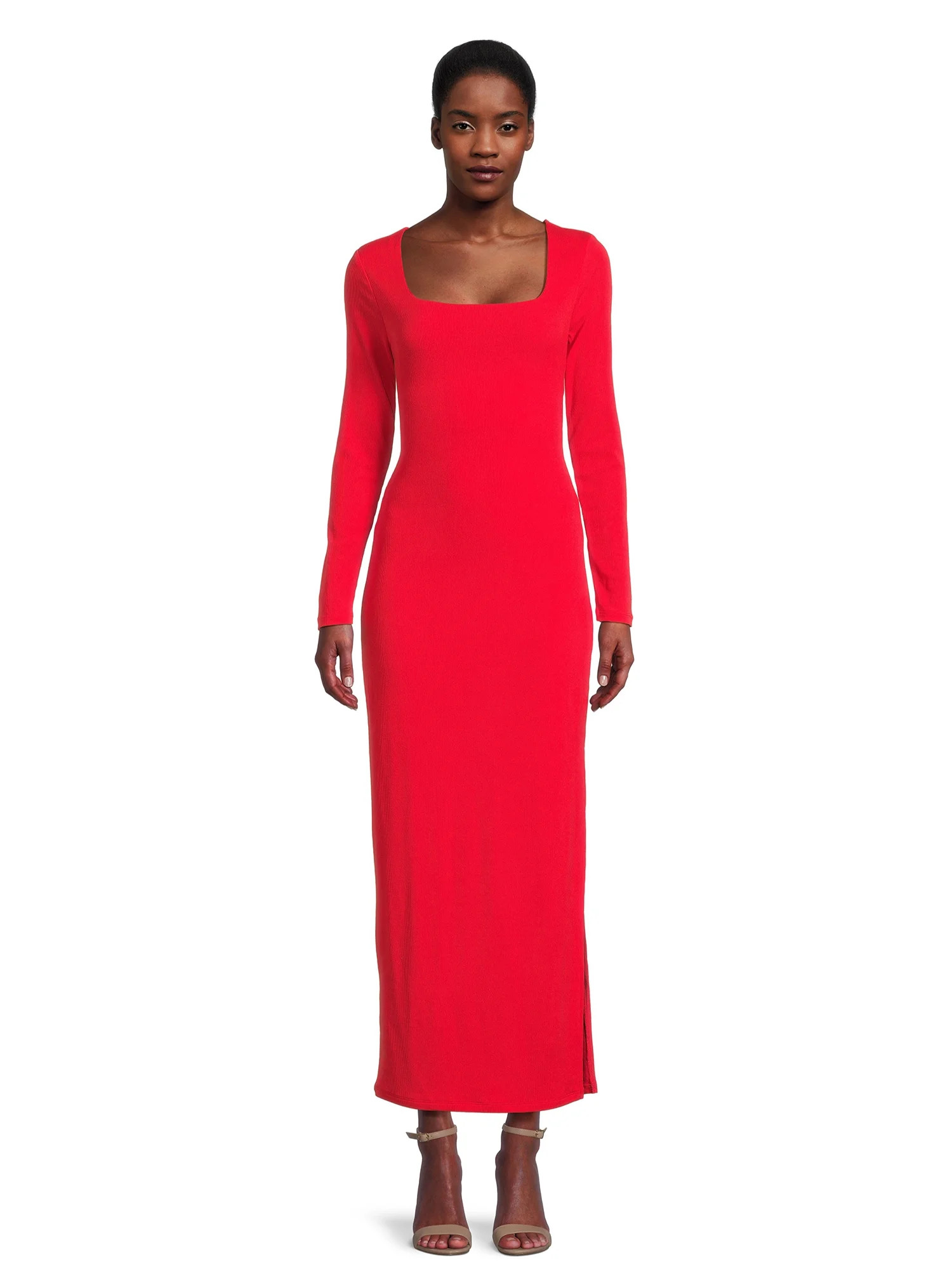 Liv & Lottie Juniors Scoop Neck Bodycon Maxi Dress with Long Sleeves, Sizes S-XL - Walmart.com | Walmart (US)