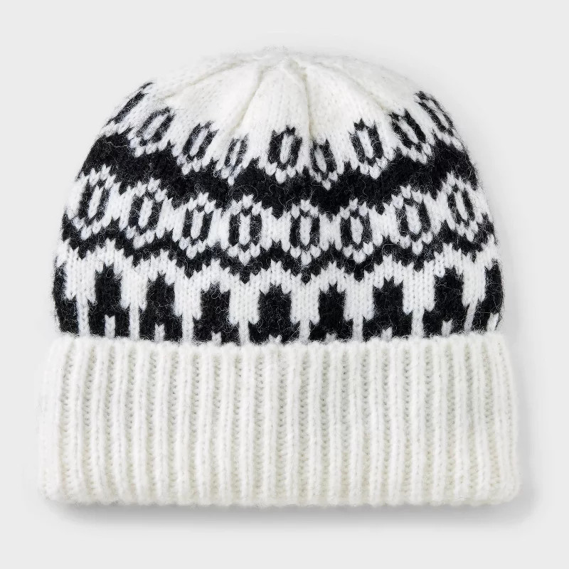 Recycled Polyester Fair Isle Beanie - Universal Thread™ Off-White | Target
