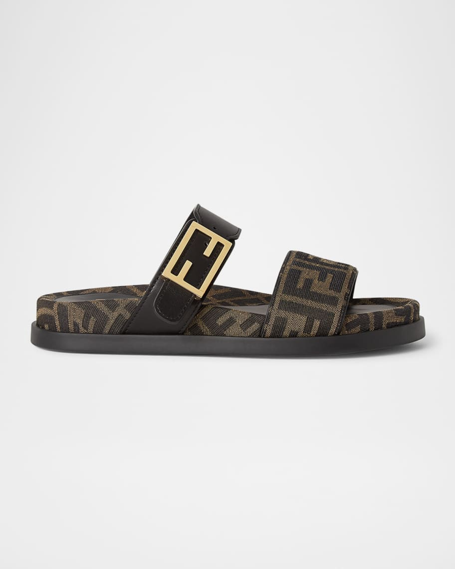 Fendi FF Monogram Feel Slide Sandals | Neiman Marcus
