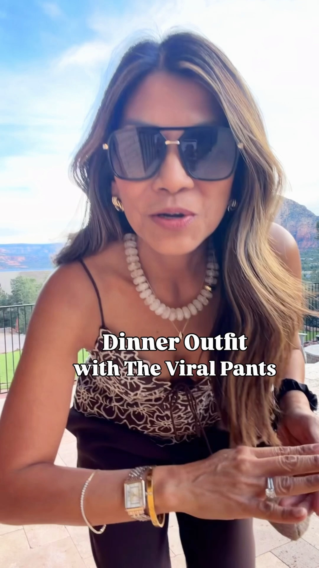 I’m 5’2” 118#ish for reference 
Top in XS tts.
Pants in small short length-come in length options. This is the Mocha Brown.
Jacket in small tts.
Sandals fit tts.
Bag is the small
Size in Taupe.
Scarf is linked.
Accesories are linked.
Dinner outfit, could also be a great date night outfit, over  50 style, midlife fashion, petite fashion,midlife fashion, affordable fashion, fashion over40 


#LTKOver40 #LTKTravel #LTKPetite