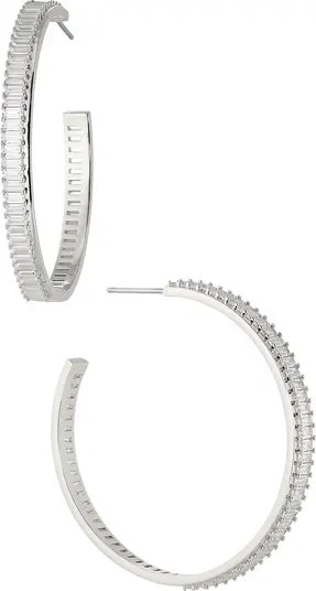 Large Disco Baguette Cubic Zirconia Hoop Earrings | Nordstrom