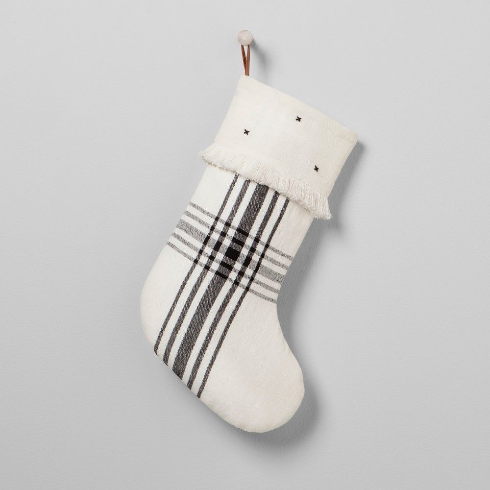 Plaid Holiday Stocking - White/Black - Hearth & Hand with Magnolia | Target