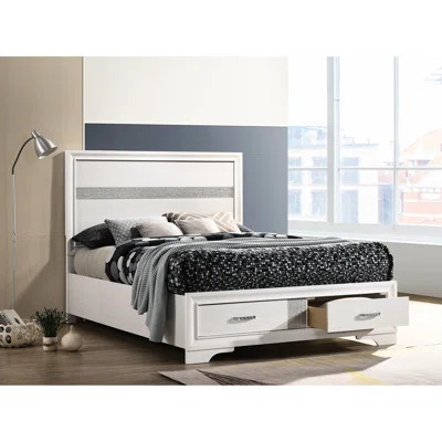 White Full Panel Storage Bed, Space - Saving Solution For Bedroom Organization, Structure, Structured Headboard, Asian Hardwood And Solid Wood, 56.08I | Wayfair North America