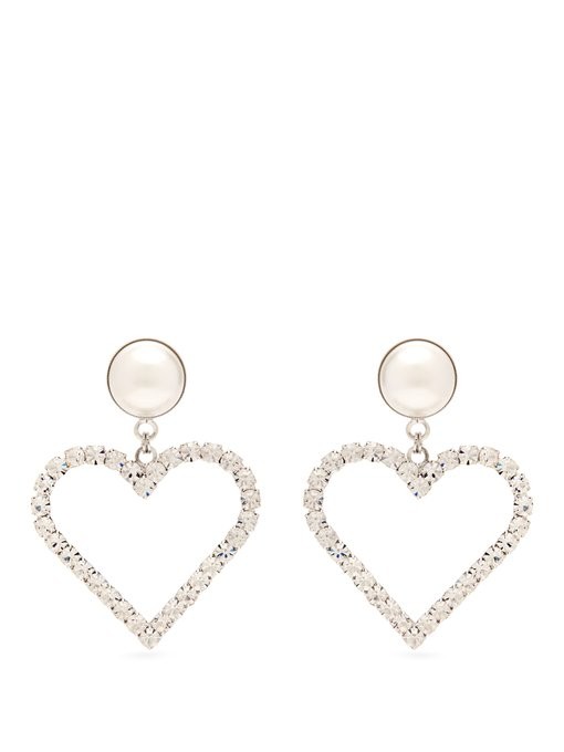 Crystal-embellished heart-charm earrings | Alessandra Rich | Matches (UK)