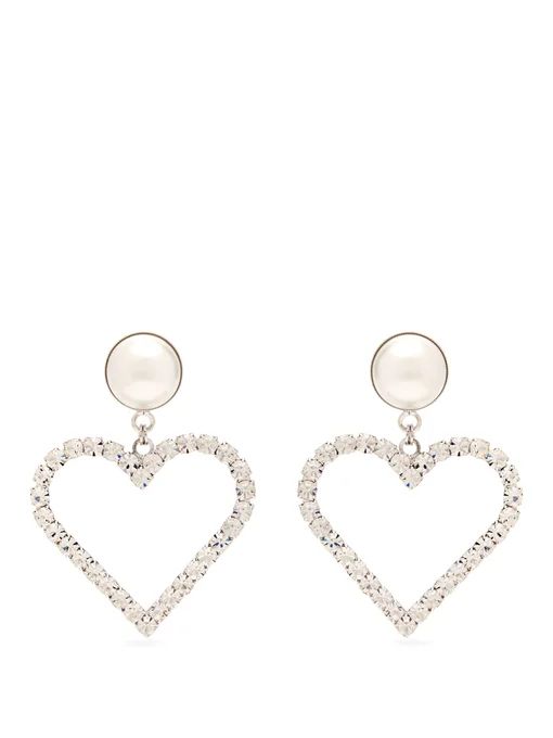 Crystal-embellished heart-charm earrings | Alessandra Rich | Matches (UK)