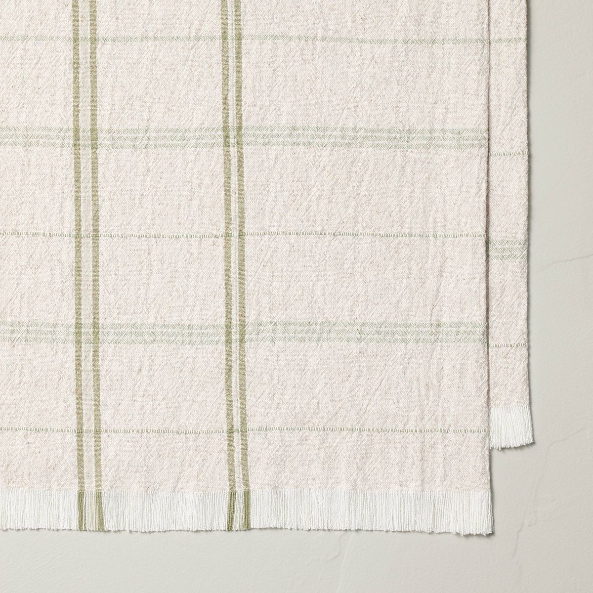 20"x90" Tri-Stripe Plaid Woven Table Runner Light Green/Natural - Hearth & Hand™ with Magnolia | Target