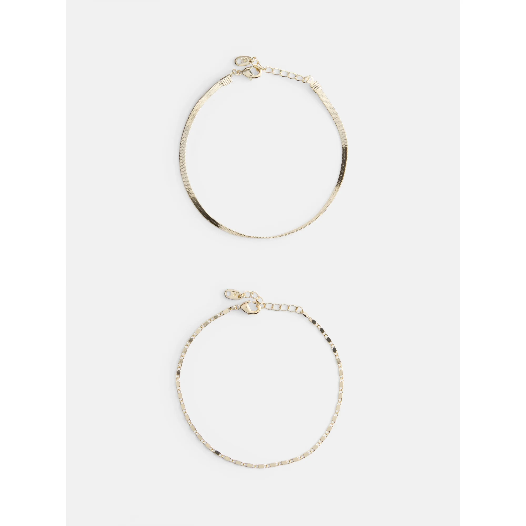 Free Assembly Women's 14K Gold Plated Herringbone Layered Bracelet Set, 2-Piece | Walmart (US)