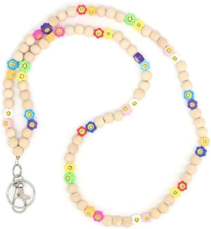 Lanyards for id badges and Keys for Women Wood Beaded Lanyard for Teacher Gift (B) | Amazon (US)