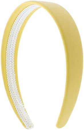 Yellow 1 Inch Wide Leather Like Headband Solid Hair band for Women and Girls | Amazon (US)