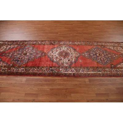 One-of-a-Kind Richette Hand-Knotted 1970S 3'7" X 11'0" Runner Wool Area Rug in Red | Wayfair North America