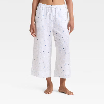 Women's Cropped Pajama Pants - Auden™ White/Floral XXL | Target