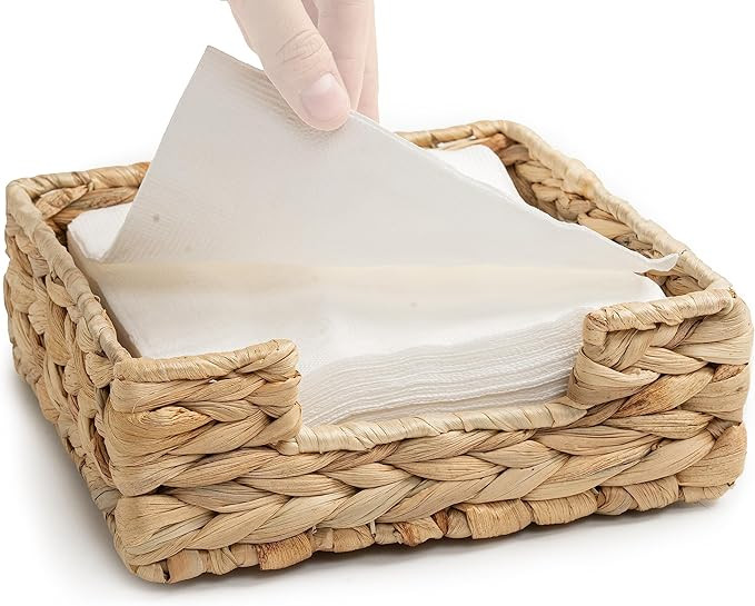 CLAYNIX Rattan Napkin Holders for Table, Napkins Holder For Paper Napkins, Kitchen Luncheon Paper... | Amazon (US)