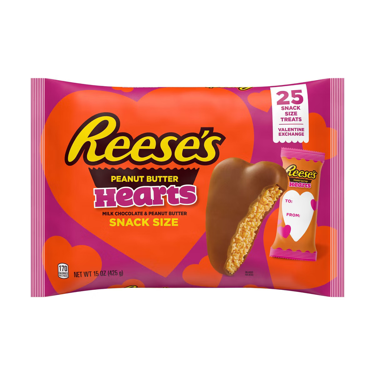 Reese's Valentine's Day Peanut Butter Hearts Exchange Candy Snack Size - 15oz/25ct | Target