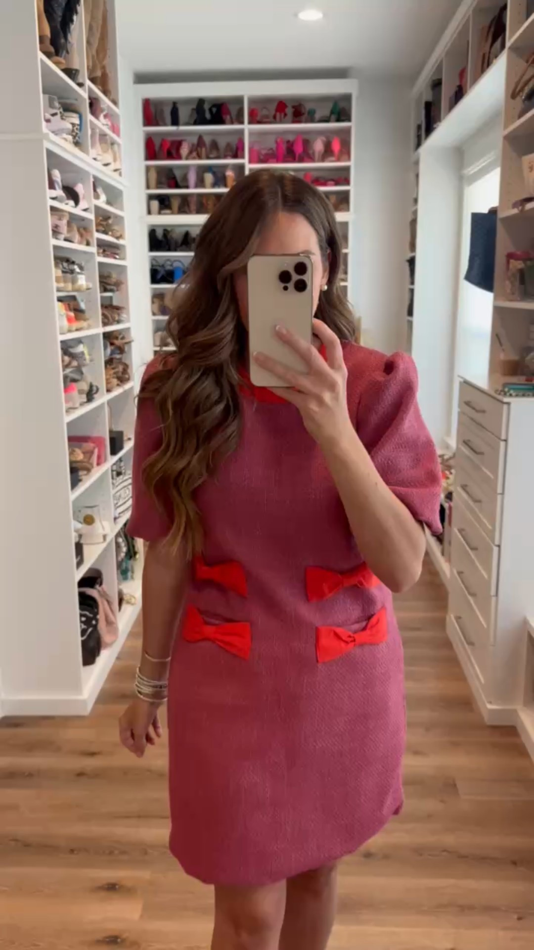 In a small tweed bow dress, heels and accessories- fits tts.

#LTKFindsUnder50 #LTKSeasonal #LTKStyleTip