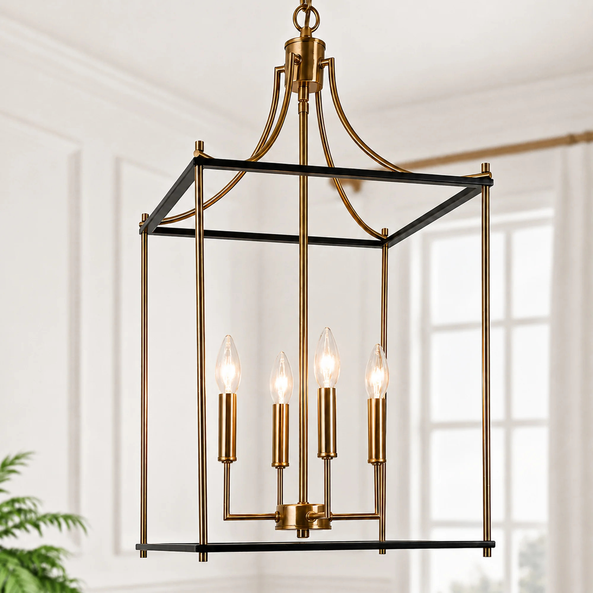 Jamiylah 4 - Light Lantern Rectangle Cage Kitchen Island Pendant Light Foyer | Wayfair North America