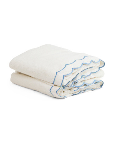6Pc Double Scalloped Embroidery Towels Bundle, Cotton | TJ Maxx