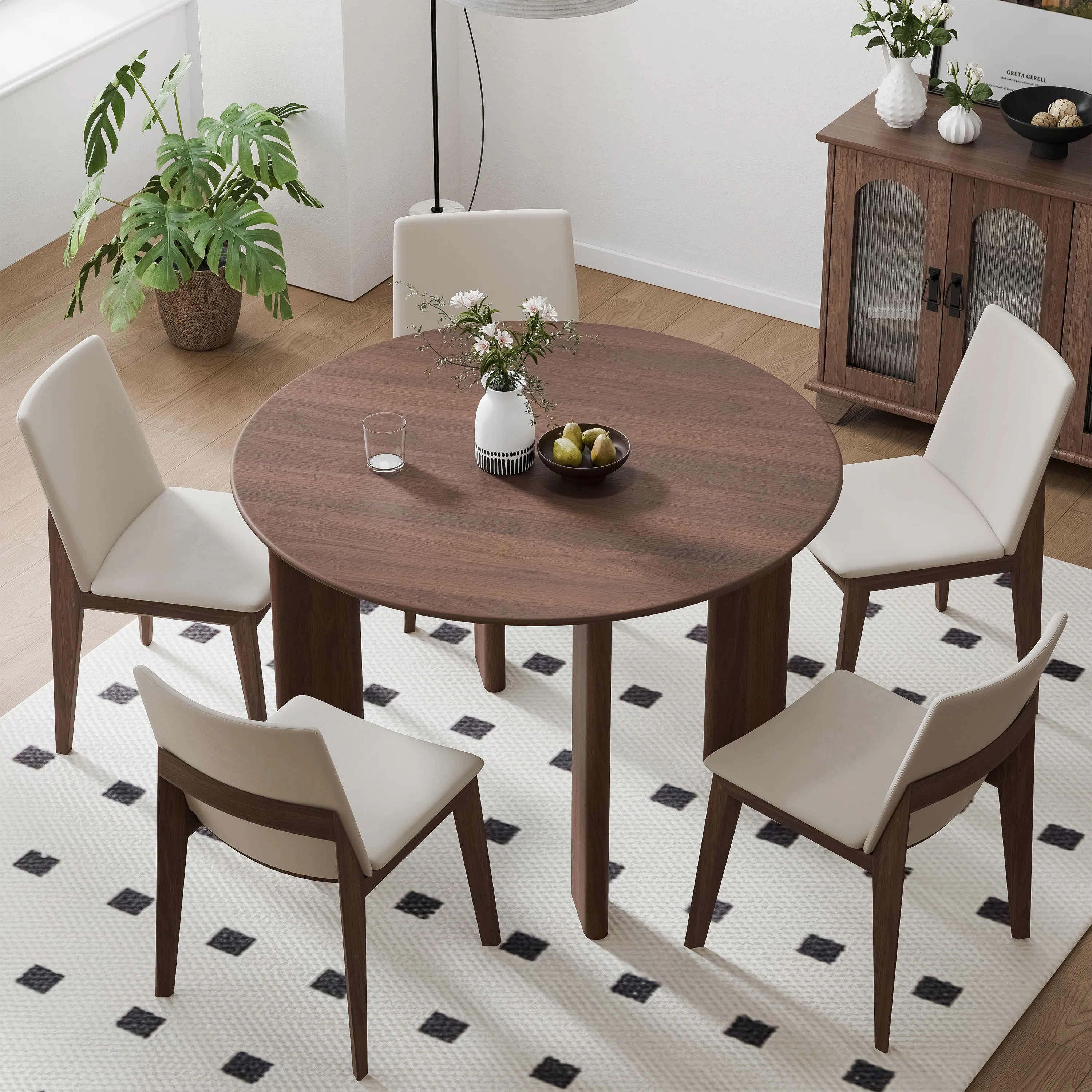 30“H Round Wood Dining Table Kitchen Table with 4 Legs | Wayfair North America