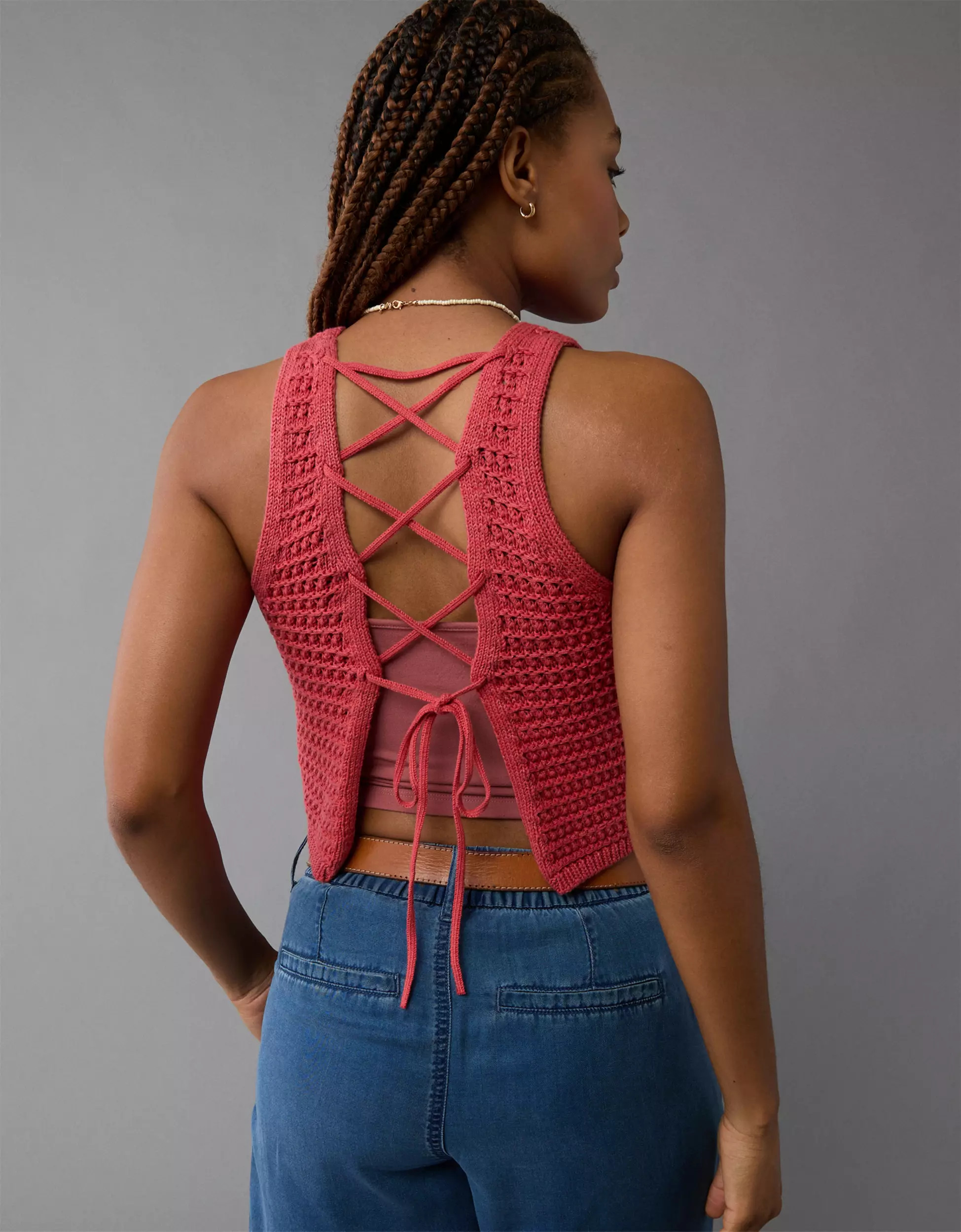 AE Lace-Up Back Sweater Tank Top | American Eagle Outfitters (US & CA)