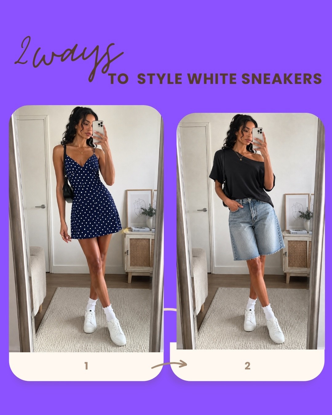 Two ways to style white sneakers 👟✨ #LTKStyle #LTKFashion #LTKOutfit #LTKTrend #LTKSneakers #OOTD #StyleInspo #AmazonFashion #AmazonFinds”