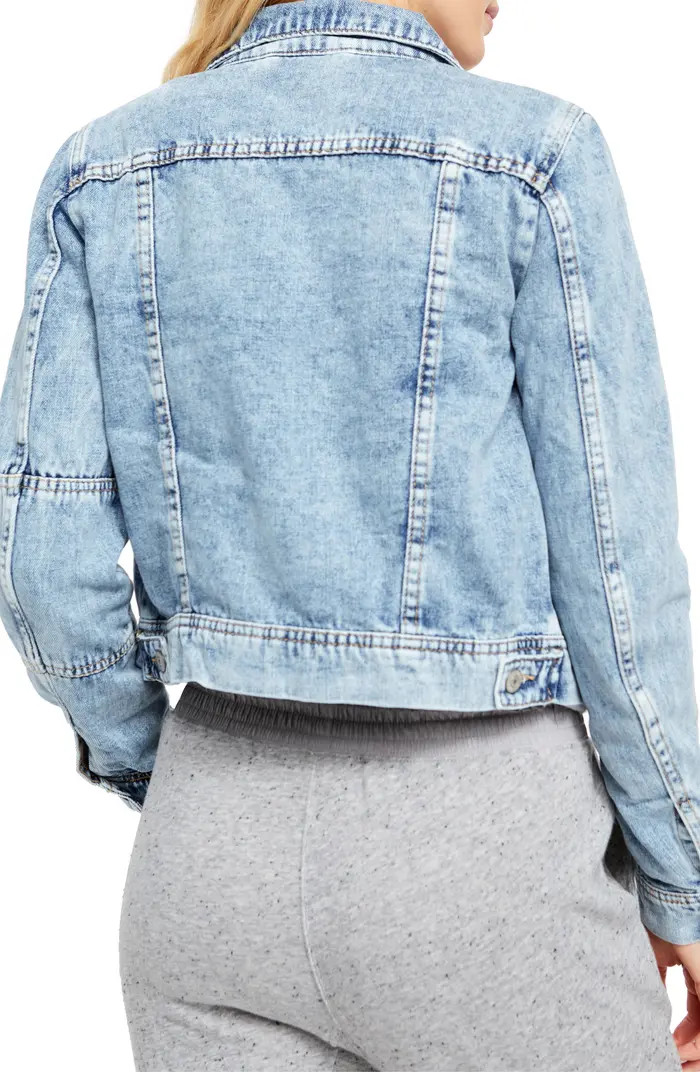 Free People Rumors Crop Denim Trucker Jacket | Nordstrom | Nordstrom