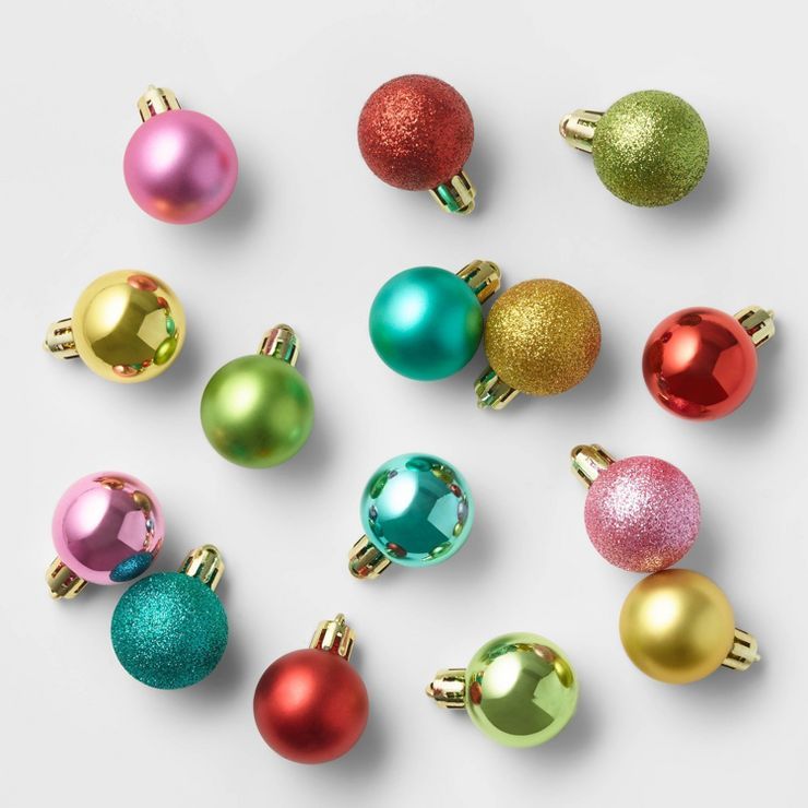 25ct Round Mini Christmas Tree Ornament Set - Wondershop™ | Target