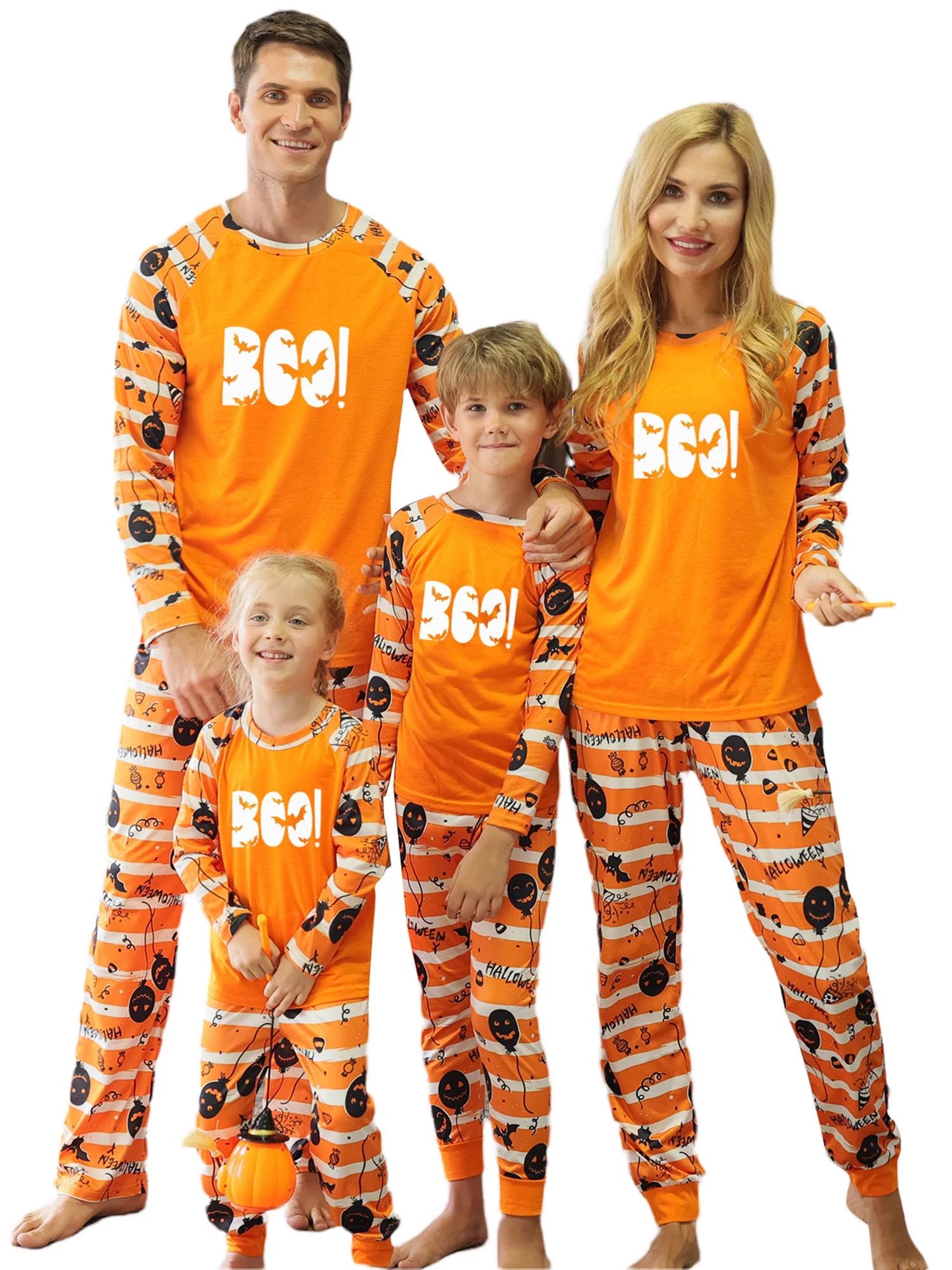 Shuttle tree Halloween Family Matching Pajamas Set Long-Sleeve Boo Loungewear for Adult Kids | Walmart (US)