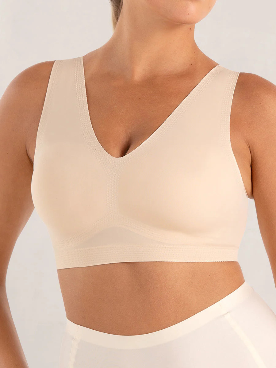 Truekind Everyday Comfort V-Neck Bralette Shapewear Chai S | Shapermint