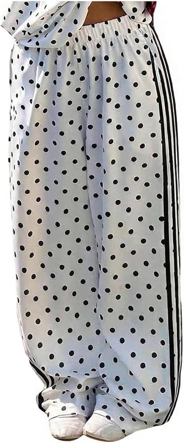 Milumia Women's Y2k Polka Dots Striped Wide Leg Pants Elastic Waist Baggy Casual Sweatpants | Amazon (US)