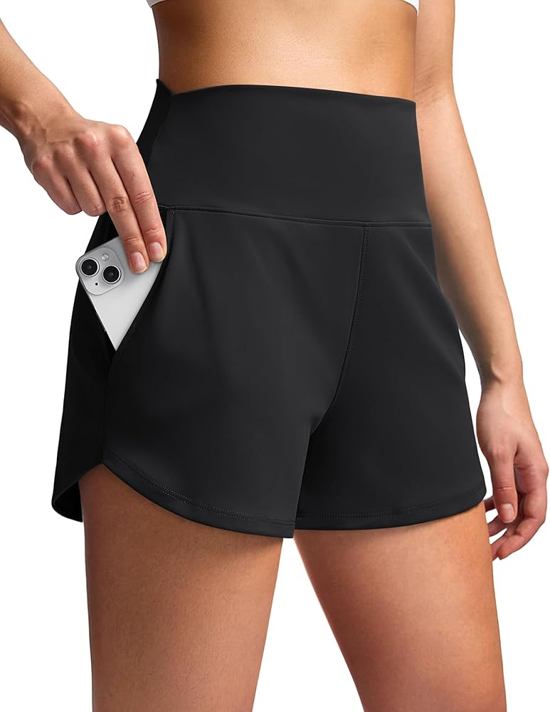 Soothfeel High Waisted Athletic Running Shorts for Women 3.5"/5" Tummy Control Workout Gym Hiking... | Amazon (US)